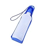 BLSYHDH Haustier-Reisewasserflasche für Hunde, Faltbarer Hundewasserspender, Tragbare 250-ml- oder 500-ml-Hundewasserflasche mit Trink- und Fütterungsfunktion, Wasserspender für Kleine(500ml-Blau)