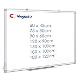 maxtek Magnettafel Whiteboard 75 x 50cm, Pinnwand Magnetisch mit Aluminiumrahmen, Trocken Abwischbar Magnetwand, Einfach zu Montieren