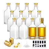 YBCPACK 12 Stück Kleine Glasflaschen zum Befüllen 100ml leer Likörflaschen, Schnapsflaschen mit korken, Schrumpfkappe, Trichter, Etiketten, Stift, Perfekt für Eierlikör, Schnäpse und Säfte