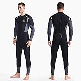 ZCCO Herren Neoprenanzug Ultra Stretch 1,5 mm Neopren Badeanzug, Ganzkörper-Tauchanzug mit Reißverschluss hinten, ein Stück zum Schnorcheln, Tauchen, Schwimmen (1.5LT-schwarz, 3XL)