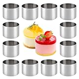 Nizirioo Dessertringe und Speiseringe, 12 Stück Servierringe Edelstahl, Lebensmittel Ringe, Runder Mousse-Ring, Rund, Backring Tortenring, Anrichteringe für Backen Gebäck Mousse