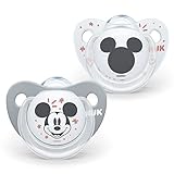 NUK Trendline Schnuller | 0-6 Monate | BPA-freier Schnuller aus Silikon | Disney Mickey Maus | grau | 2 Stück