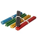 50 Stk. farbige Bienenwachskerzen Kollektion №80: Dünne bunte Stabkerzen, Ritual- und Haushaltskerzen, Tropfkerzen aus reinem Bienenwachs Tischkerzen für Rituale18,5cm.