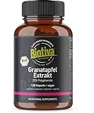 Biotiva Granatapfel Extrakt Bio 120 Kapseln - 550mg Höchstdosierung - 25% Polyphenole - Einführungsangebot - Punica Granatum - Abgefüllt und kontrolliert in Deutschland