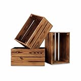 PINEEA Holzkiste Mini Vintage Geflammt 30x20x15 - Weinkisten Holz Vintage - Obstkiste Holz - Weinkiste Holzbox - Deko Holzkisten - Holzkiste Klein - Obstkisten Geflammt - Kiste Holz