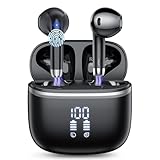 HOIFA Bluetooth 5.4 Kopfhörer, In Ear Kopfhörer Kabellos Bluetooth,Kabellose Kopfhörer mit 4 ENC Mic, 50H Spielzeit mit LED, IPX7 Wasserdicht in Ear Ohrhörer für Arbeit/Studium/Freizeit 2025,Schwarz
