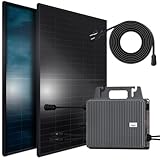 SUNNIVA® 920W Balkonkraftwerk BIFAZIAL FULLBLACK komplett Steckdose TSUN 800W Wechselrichter, PV Solaranlage, 2x 460W Glas-Glas Solarmodule, inkl. 5m Kabel, Bluetooth WIFI, Komplettset