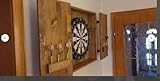Rustikaler Dartboardschrank aus Massivholz mit Dartscheibe, Wandmontage, Klappbar