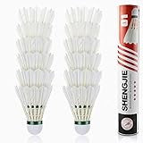 Buluri 12 Pack Hohe Qualität Badminton Federbälle, Badminton Bälle, Gänsefeder High Speed Badminton Bälle mit großer Elastizität und Haltbarkeit für Sport, Training, Bewegung, Unterhaltung, Spiele