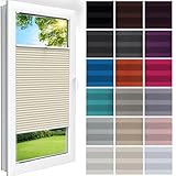 Shadoo Home® - Premium Plissee Mit Bohren NACH MAß | 23 Farben | Breite 30-129cm | Höhe 50-230cm | Blickdicht und Lichtdurchlässig Plissee für Balkontür & Fenster - Angepasste Größe alle 1 cm