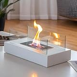 JHY DESIGN Rechteckige Tisch-Feuerstelle, Schüssel-Topf, 35 cm, tragbarer Tischkamin – sauber brennender Bio-Ethanol-Kamin ohne Entlüftung für Innen- und Außenbereich, Terrasse, Partys