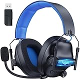 Fachixy FC400 Wireless Gaming Headset - Verlustfrei 2,4 GHz & Bluetooth - 50 Std. Akku, 50-mm-Treiber, Coole RGB-Lichter, Spatial Audio - Für PC, PS5, PS4, Mac, Switch, Schwarz-Blau