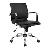 SBCGFY Ergonomischer Bürostuhl aus PU-Leder mit Liegefunktion | Höhenverstellbarer Gaming-Drehstuhl für Büro- und Konferenzräume | Computerstuhl für Führungs(Schwarz)