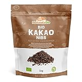 Roh Kakao Nibs Bio 1Kg. Organic Raw Cacao Nibs. Rohkost, natürlich und rein. Produziert in Peru aus der Theobroma Cocoa Pflanze. Quelle für Magnesium, Kalium und Eisen.
