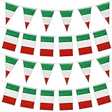 2er Italien Flagge, Rechteckige und Dreieckige Flaggen Wimpelkette zum Aufhängen, 60 Stück 65 Fuß Italien-Flaggen Schnur für den Innen und Außenbereich Banner für Nationalfeiertag Party deko