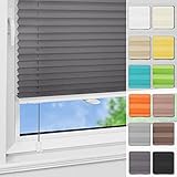 Magiea Plissee ohne Bohren Klemmfix 50x100cm(BxH) Anthrazit lichtundurchlässig Plisseerollo für Tür & Fenster Blickdicht Sichtschutz Sonnenschutz Rollo