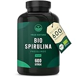 Bio Spirulina Presslinge - 600 Spirulina-Tabletten (500mg) - 4.000mg hochdosiert - Reine Spirulina Bio-Algen aus kontrolliert biologischem Anbau, Presslinge aus Spirulina-Pulver - Vegan - TRUE NATURE®