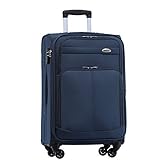 BEIBYE Leichter Stoffkoffer Kofferset Trolley Außentaschen Dehungsfuge mehr Stauraum mit Zahlenschloss (Blau, M-Handgepäck-54cm)