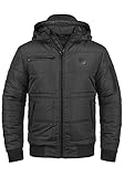 Blend Boris Herren Winter Jacke Steppjacke Winterjacke gefüttert mit Stehkragen und Abnehmbarer Gefütterter Kapuze, Größe:L, Farbe:Black (70155)