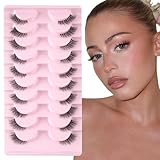 Sixstarhair Halbe Wimpern Natürlich Falsche Wimpern Klare Band 10 Paar Lashes Cateye Wispy Künstliche Wimpern 3d Cat Eye Half Lashes