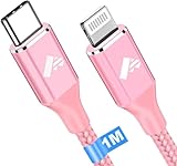 Aioneus USB C Lightning Kabel 1M, [Certifié MFi] Lightning Kabel USB C Nylon iPhone Ladekabel Charge Rapide Power Delivery für iPhone 14/14 Pro/14 Pro Max/13/12/11,Pink