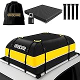 GADLANE Autodachtasche - 15 Kubikfuß wasserdichte Dachbox für Autos mit/ohne Dachträger, Anti-Rutsch-Matte, 4 stabile Türhaken, Zahlenschloss, Aufbewahrungstasche (Gelb)