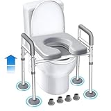 Eosprim Toilettensitzerhöhung mit Armlehnen, WC Sitzerhöhung für Senioren, Senioren Toilettensitzerhöher mit Höhenverstellbaren, Erhöhter Toilettensitz, Erwachsene Badezimmer