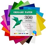 TYOREW Origami-Papier, 300 Blatt, 15 x 15 cm, doppelseitig, 70 g/m², 20 Farben, kleine Origami-Papierquadrate für Kinder, DIY, Schule, Kunst, Bastelprojekte, Kinder und Erwachsene