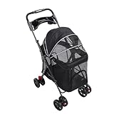Keenso Haustier-Kinderwagen, Faltbarer Tragewagen für Unterwegs (Black)