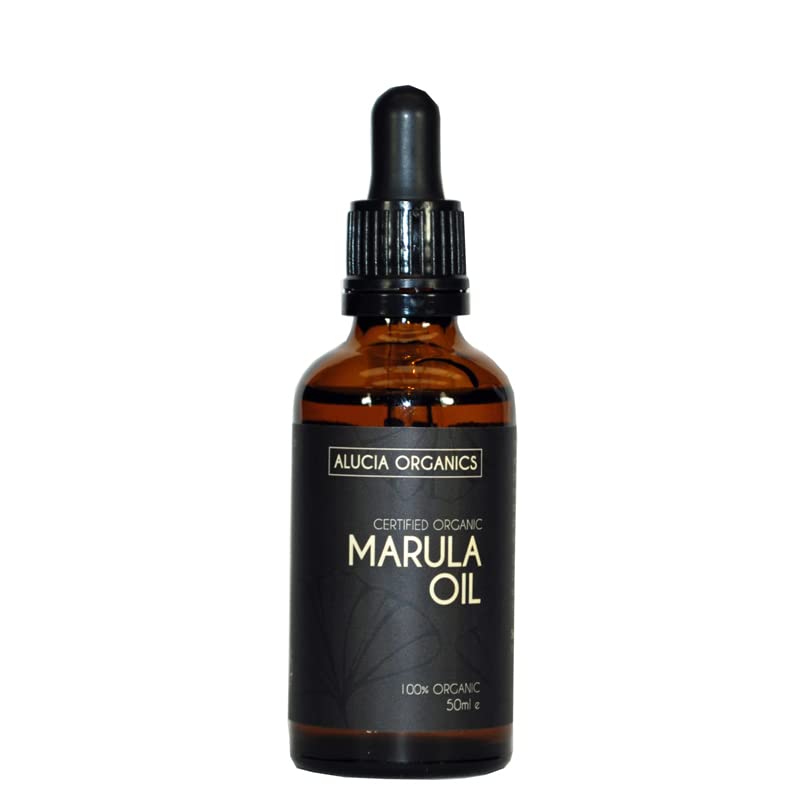 Alucia Organics Zertifiziertes Organisches Marulaöl (Marula Oil) 50ml - Rein, natürlich, kaltgepresst, vegan, für Haut, Gesicht, Körper, Haare, Massage