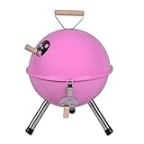 Mini Grill Kugelgrill Holzkohlegrill für Garten Terrasse Camping Festival Picknick BBQ Barbecue Ø 30 cm pink
