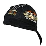 Danbanna Deluxe Mütze, Schweißband, Totenkopf, Adler, Motorkopf, Schwarz / Orange / Weiß, Orange/Abendrot im Zickzackmuster (Sunset Chevron), Einheitsgröße