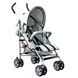 Baby Delux Kinderwagen Buggy Sport grau Buggy faltbar mit verstellbarer Rückenlehne und Regenverdeck große Einkaufstasche leicht und kompakt