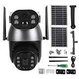 Pilipane Dual Objektiv Solar -Überwachung Kamera 6MP wasserdichte drahtlose PTZ -Überwachungskamera im Freien im Freien mit 2 Wege Audio -Bewegung Alarm Spotlight Color Night Vision (4G US -Version)