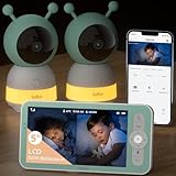 BOIFUN Babyphone mit 2 Kameras App, Split-Screen-Anzeige, 2K HD Bild, PTZ 355°/60°, 4×Zoom, Automatische Verfolgung, Weinen/Bewegungs/Geräuscherkennung, Temperatur und Feuchtigkeitsmessung