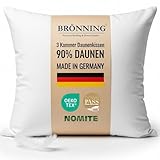Brönning Made in Germany Daunenkissen 80x80 | 3-Kammer Daunenkissen | Kopfkissen 80x80 Daunen ideal für Allergiker | Weiches Kissen 80x80 | Federkissen