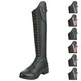 SUEDWIND© Kinder-Reitstiefel aus Leder »Nova Kids Fun Leather Polo« – Stiefel zum Reiten – Polo-Schnürung, SBS® 8 Reißverschluss & Ortholite®-Innensohle – schwarz – Größe 37 - ST