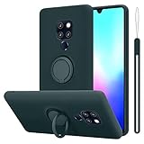 Cadorabo Hülle kompatibel mit Huawei Mate 20 Schutzhülle TPU Silikon Case Liquid Design mit Ring Slim Kratzfest Liquidsilikon Microfaser mit Rundumschutz Case Hülle für Huawei Mate 20 in Grün