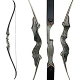 Huntingdoor 60' Profi Bogenschießen Recurvebogen 30-50lbs Erwachsene Takedown Langbogen Holzbogengriff Jagd Bogen für Rechtshand Sportbogen Bogensportler (50lbs)