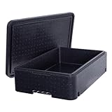 Allpax Thermobox GN 1/1, 60 x 40 x 16,6 cm, 21 l, Styroporbox mit Deckel, Thermobehälter für Essen, Transportbox für Kuchen und Pizza, Isolierbox, stabil und robust, schwarz