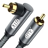 EMK Subwoofer Kabel, Digitales Koaxialkabel Cinch RCA Vergoldete Stecker Audio Kabel für Subwoofer,AV Receiver,Verstärker,Heimkino (Cinch zu 90 Grad Cinch Grau, 5M)