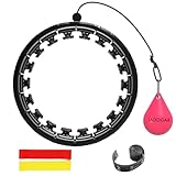 JADOGAR Smart Hula Hoop, Modern Hullahub Reifen zum Abnehmen mit 24 Verstellbaren Knoten, Hula Hoop Reifen Erwachsene, 2 Widerstandsbänder&1Maßband