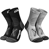 Premium Wandersocken aus Merino Wolle - [2 Paar] - Profi Trekkingsocken zum Wandern - Outdoor Socken für Damen, Herren & Kinder - Warme Merino Funktionssocken - (Grau-Schwarz, 39-42)