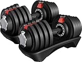 Yaheetech 2er Verstellbare Hanteln 12-in-1 Kurzhanteln 1,5 kg bis 18 kg Hanteln Schnelleinstellung Gewichtsstufen 2er Hanteln für Zuhause & Fitnessstudio