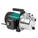 VONROC Gartenpumpe selbstansaugend - Wasserpumpe 1000W, 3500l/h, 4,4bar - Kreiselpumpe mit STST Pumpengehäuse - Zur Bewässerung des Gartens/Rasens