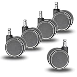 Dauphin 5er Rollenset, Stuhlrollen Ersatzrollen Rollen für Drehstuhl Bürostuhl, geeignet für Hartböden wie Laminat, Vinyl, Parkett, Stein, Fließen, Stiftdurchmesser von 11mm