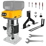 Akku Oberfräse Trimmer für Dewalt 20V Batterie, 30000 RPM elektrischer Hand Palm Router mit 5 Stück 1/4 'Shank, bürstenloser Router Trimmer geeignet für Holzbearbeitung, Schlitz (KEINE Batterie)