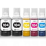 Tinte 104 Multipack kompatibel für Epson 104 Tinte ET-2870 ET-4800 ET-2856 ET-4810 ET-2862 ET-2810 ET-2820 ET-2811 ET-2812 ET-2814 ET-2815 ET-2821 ET-2710 ET-2711Drucker(2Schwarz, C, M, Gelb)