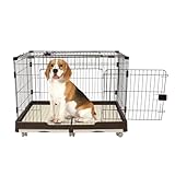 vinnyooc Hundekäfig mit 2 Türen, Hundebox mit Bodenschale, Transportkäfig Auto, Hundetransportbox Drahtkäfig, 99 x 62 x 75 cm (Kaffee Farbe)