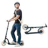 AERO A8 Zweirad-Scooter für Kinder 8-12, Jugendliche und Erwachsene Tretroller für Jungen und Mädchen mit Luftreifen, Handgesteuerte Trommelbremse, Gummimatte, Max 99.8 kg, faltbar und